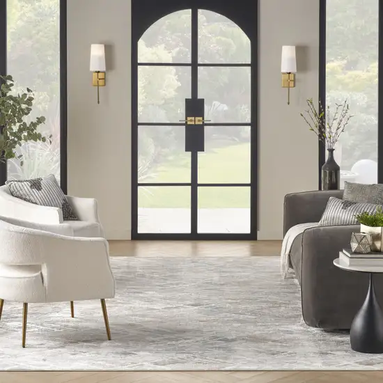 Ivory Brown and Gray Abstract Non Skid Area Rug Photo 5