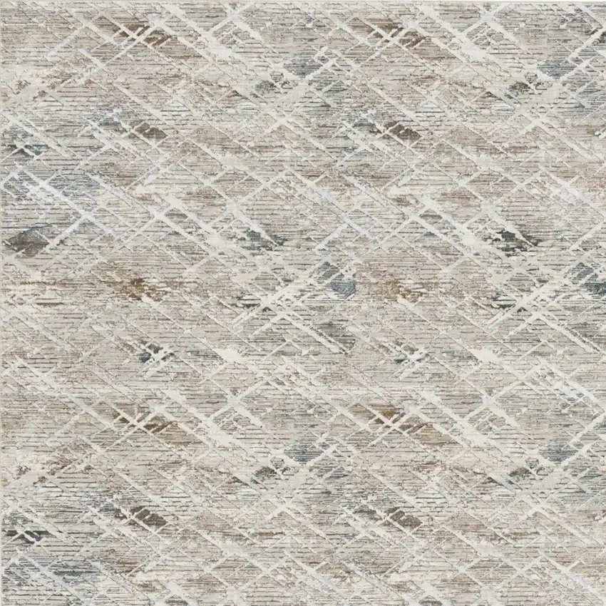 Ivory Brown and Gray Abstract Non Skid Area Rug Photo 6