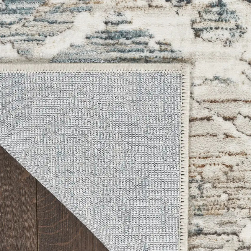 Ivory Brown and Gray Abstract Non Skid Area Rug Photo 9