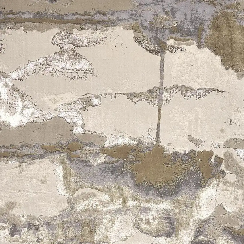 Ivory Brown and Gray Abstract Power Loom Area Rug Photo 8