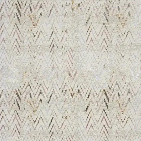 Ivory Brown and Gray Chevron Distressed Non Skid Area Rug Photo 1