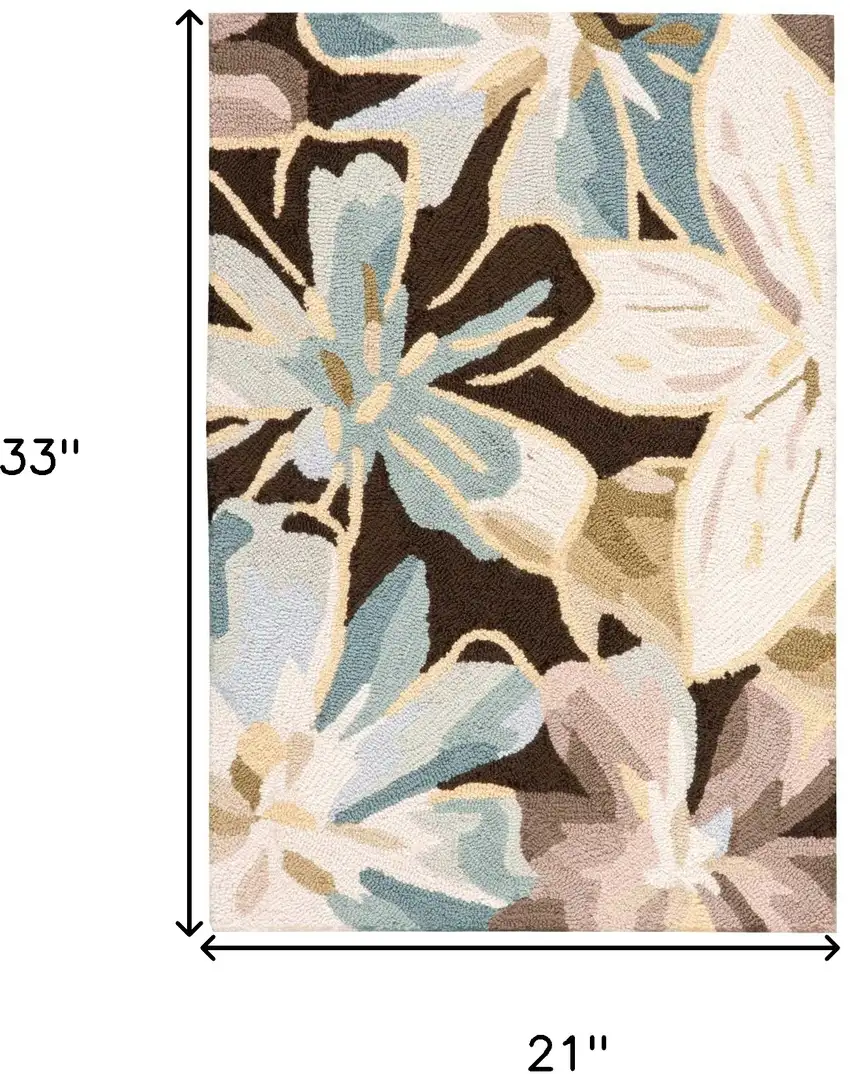 Ivory Brown and Gray Floral Hand Carved Handmade Area Rug Photo 3