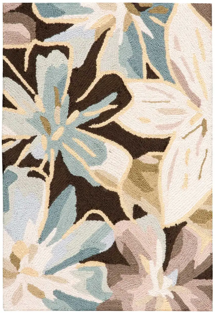 Ivory Brown and Gray Floral Hand Carved Handmade Area Rug Photo 2