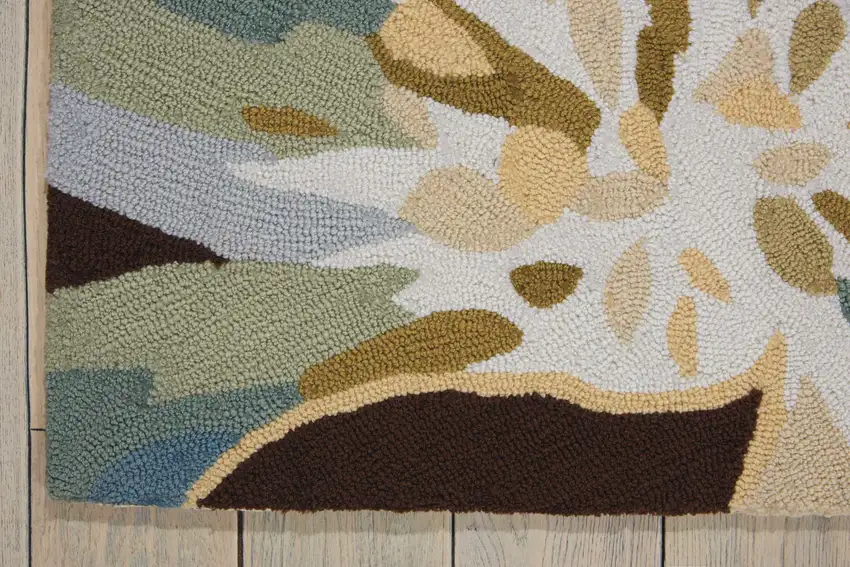 Ivory Brown and Gray Floral Hand Carved Handmade Area Rug Photo 4