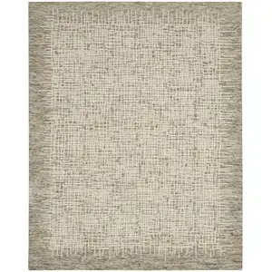 Photo of Ivory Brown and Gray Wool Abstract Area Rug