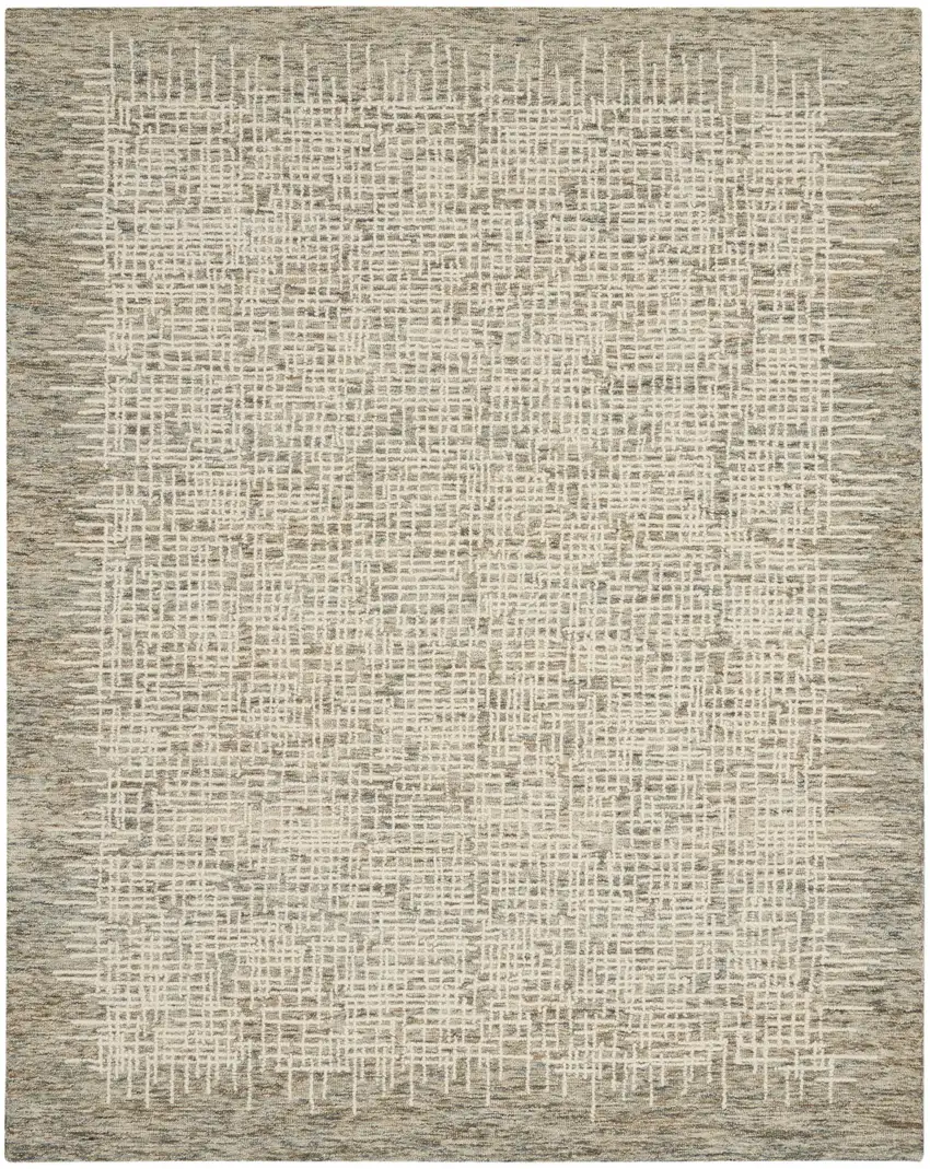 Ivory Brown and Gray Wool Abstract Area Rug Photo 2