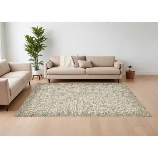 Ivory Brown and Gray Wool Abstract Area Rug Photo 1