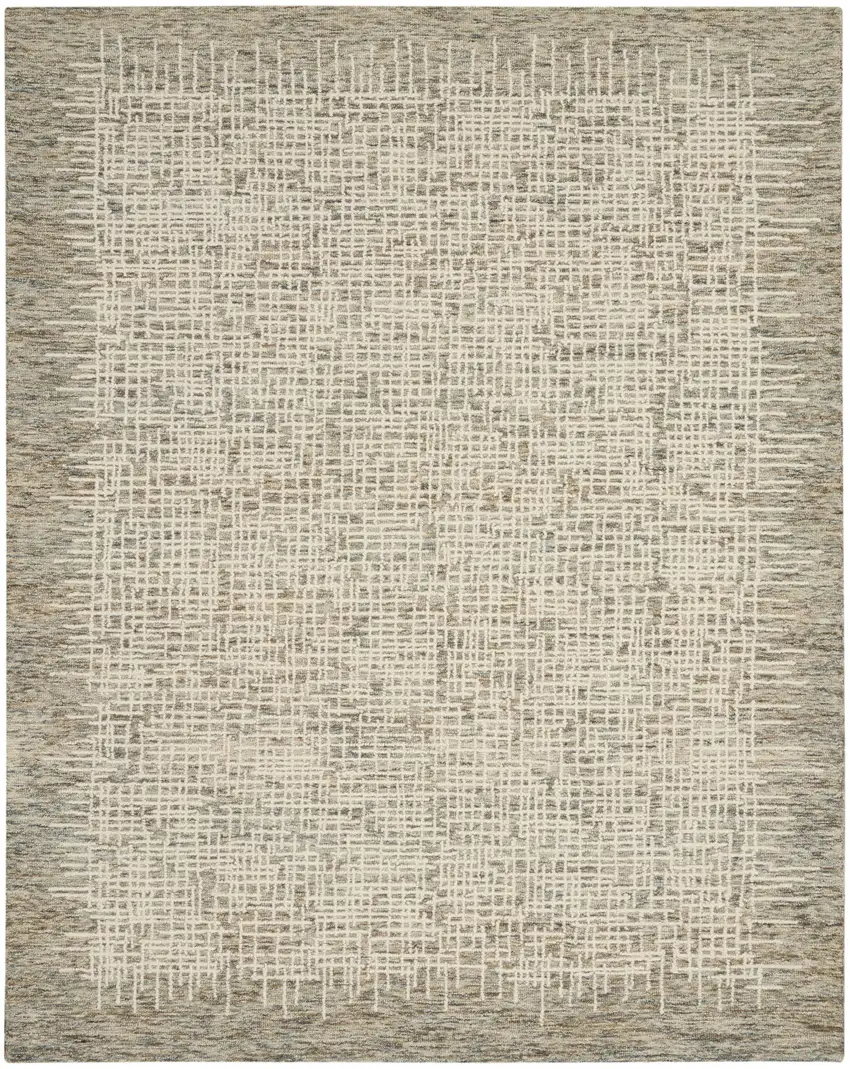 Ivory Brown and Gray Wool Abstract Area Rug Photo 1
