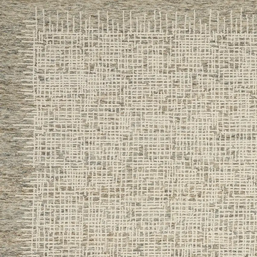 Ivory Brown and Gray Wool Abstract Area Rug Photo 7