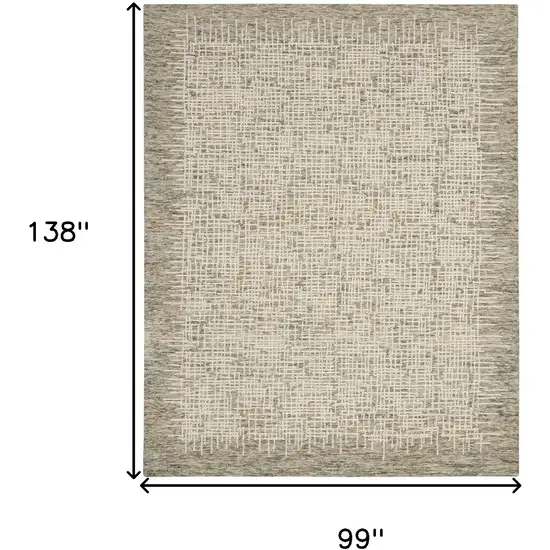 Ivory Brown and Gray Wool Abstract Area Rug Photo 3