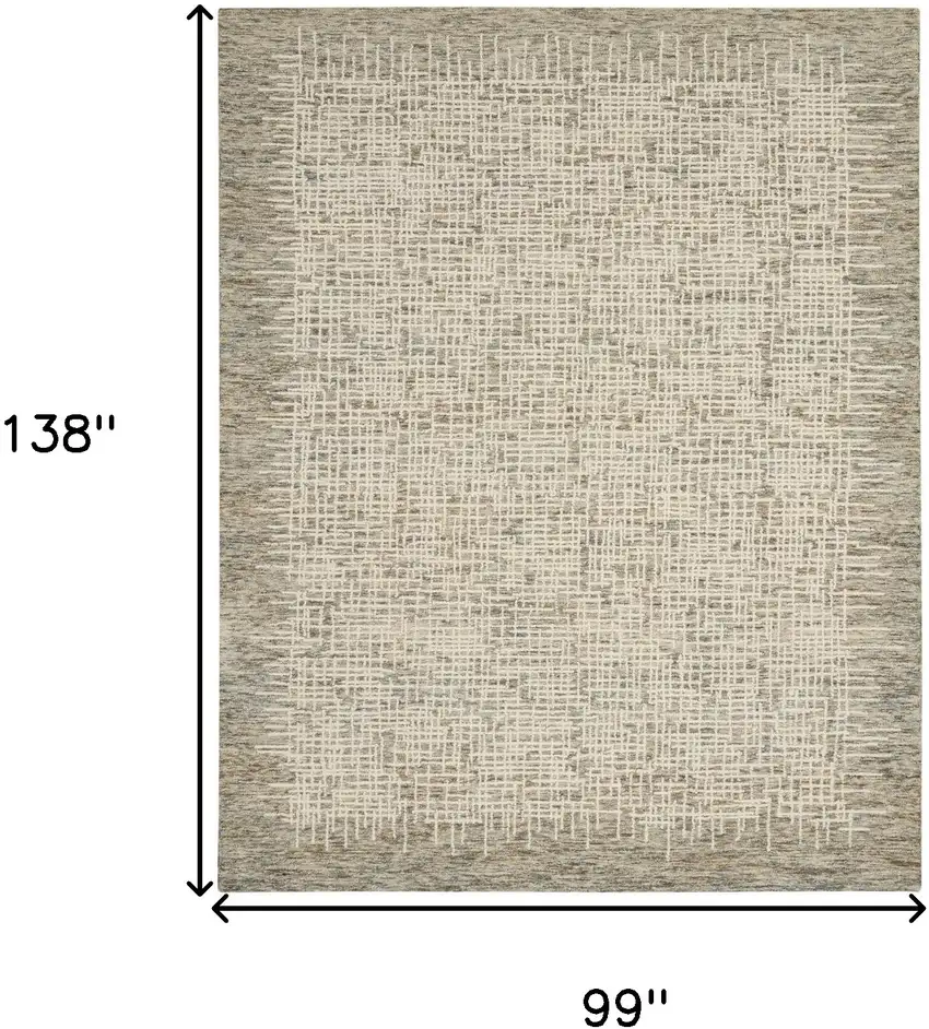 Ivory Brown and Gray Wool Abstract Area Rug Photo 3