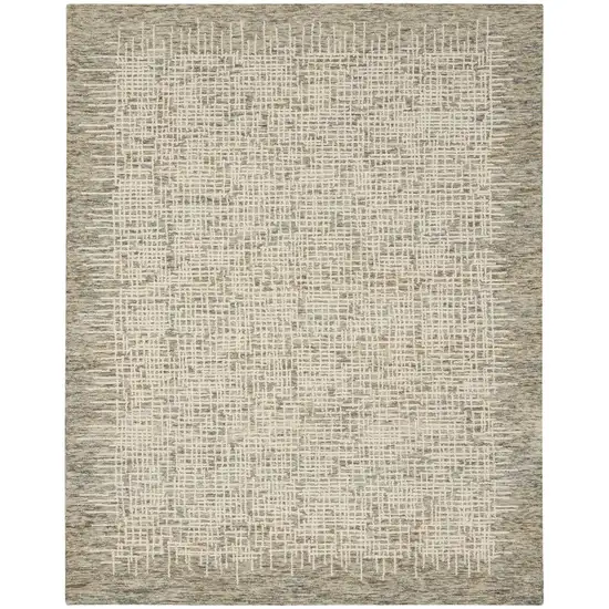 Ivory Brown and Gray Wool Abstract Area Rug Photo 8