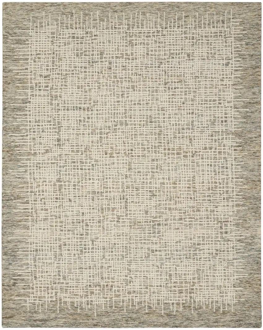 Ivory Brown and Gray Wool Abstract Area Rug Photo 8