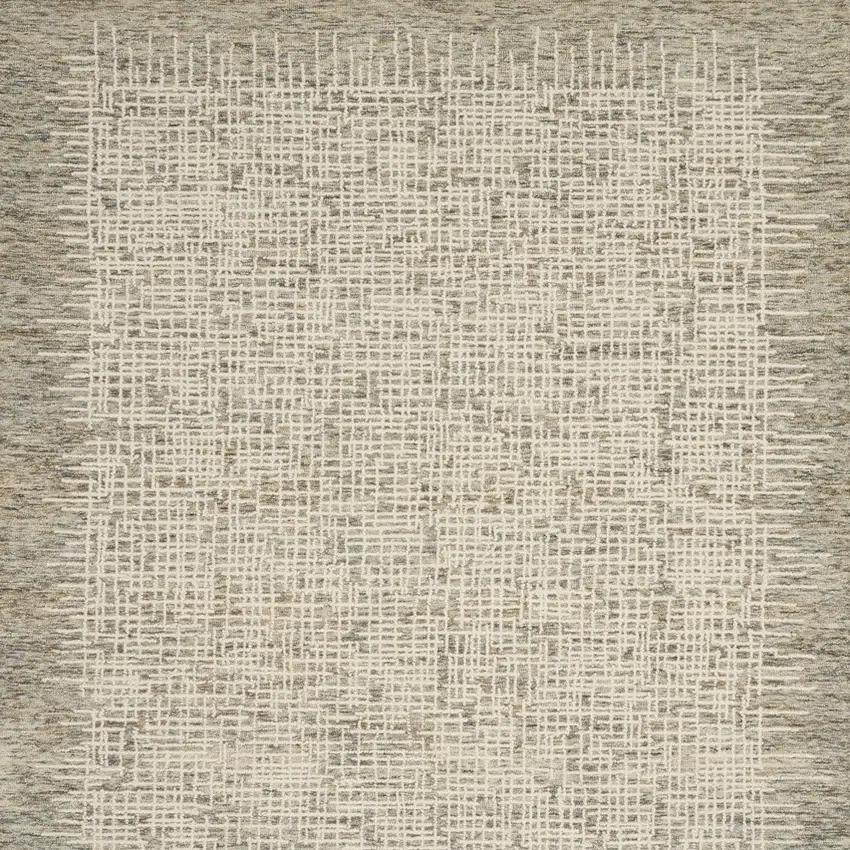 Ivory Brown and Gray Wool Abstract Area Rug Photo 7