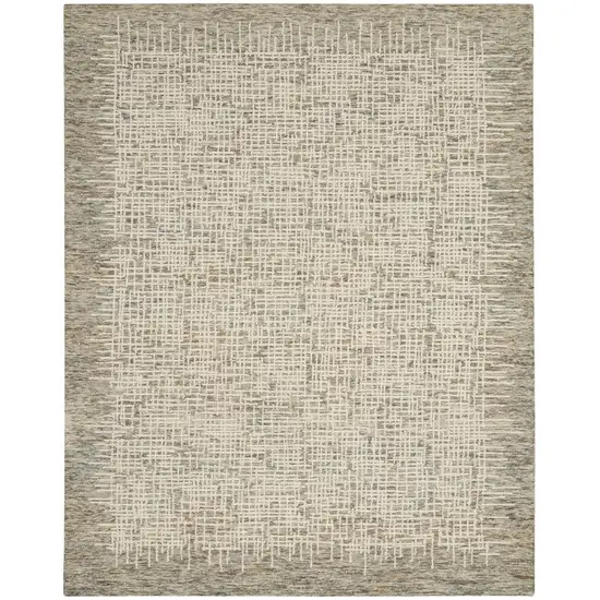 Ivory Brown and Gray Wool Abstract Area Rug Photo 1