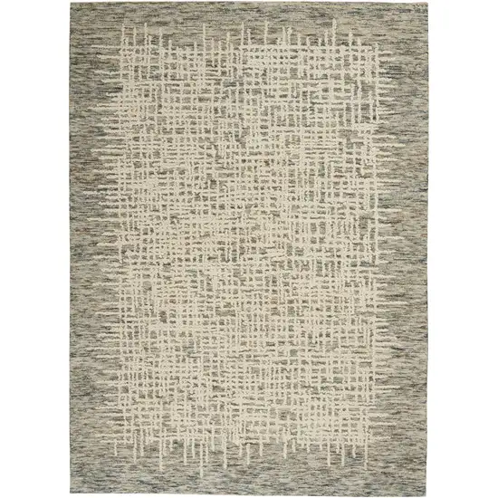 Ivory Brown and Gray Wool Abstract Area Rug Photo 1