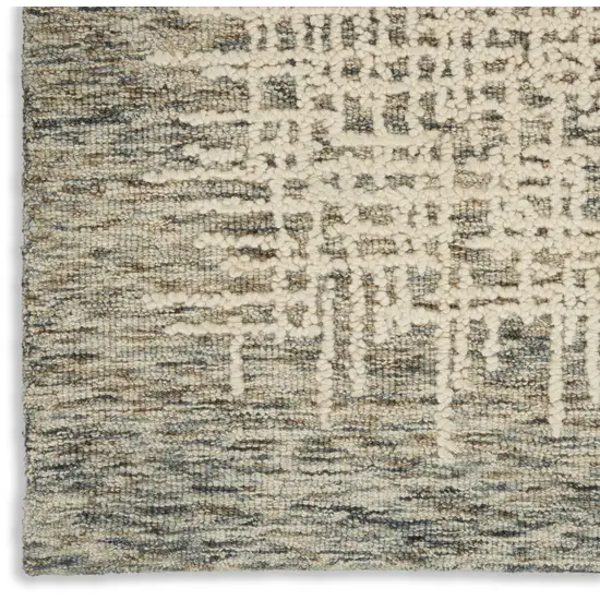 Ivory Brown and Gray Wool Abstract Area Rug Photo 6