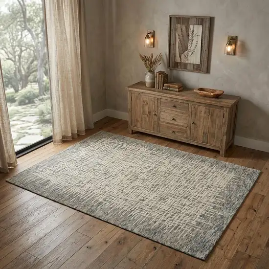 Ivory Brown and Gray Wool Abstract Area Rug Photo 1