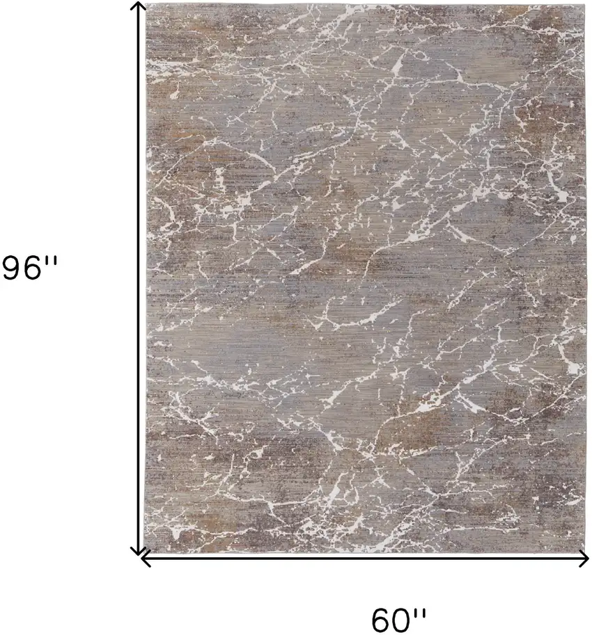 Ivory Brown and Taupe Abstract Power Loom Area Rug Photo 3
