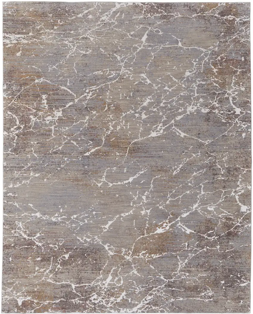 Ivory Brown and Taupe Abstract Power Loom Area Rug Photo 5
