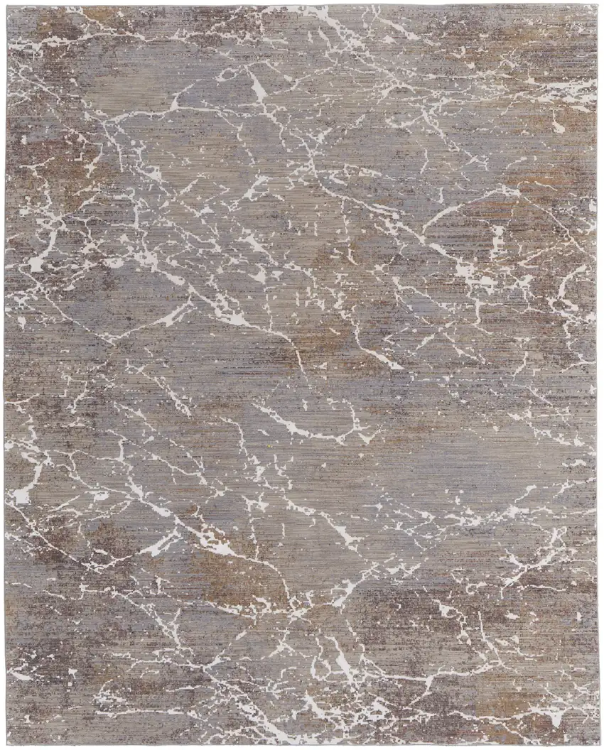 Ivory Brown and Taupe Abstract Power Loom Area Rug Photo 2