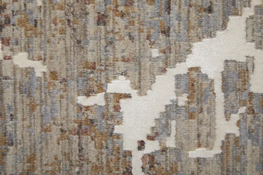 Ivory Brown and Taupe Abstract Power Loom Area Rug Photo 8