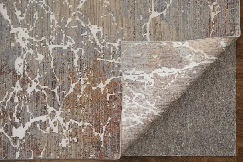 Ivory Brown and Taupe Abstract Power Loom Area Rug Photo 7