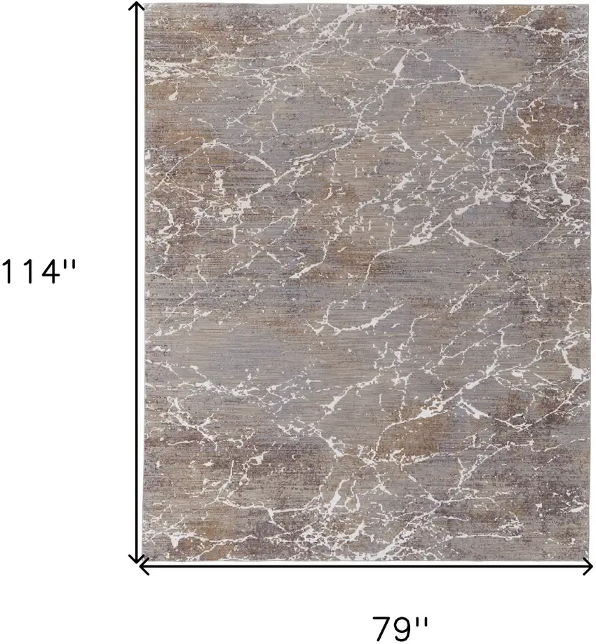 Ivory Brown and Taupe Abstract Power Loom Area Rug Photo 3
