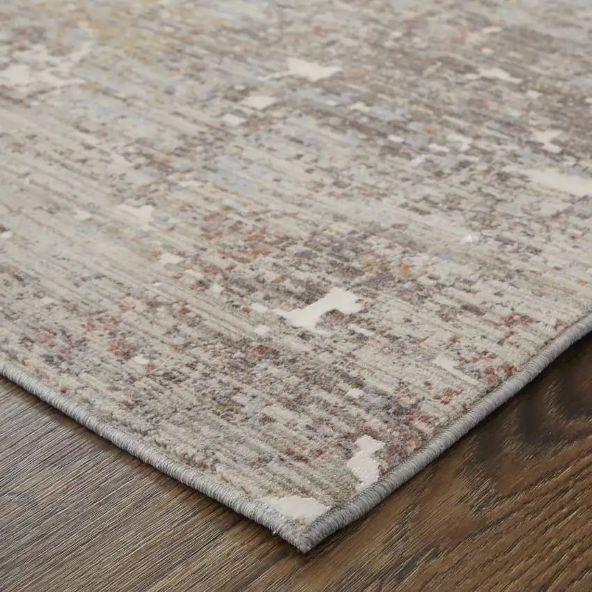 Ivory Brown and Taupe Abstract Power Loom Area Rug Photo 9