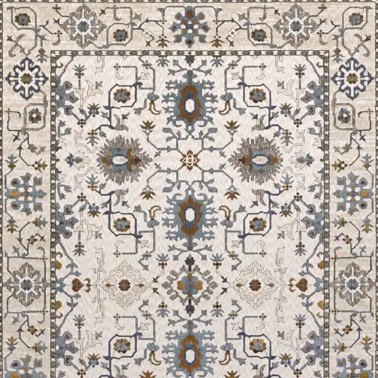 Ivory Burnt Orange And Blue Oriental Area Rug Photo 8