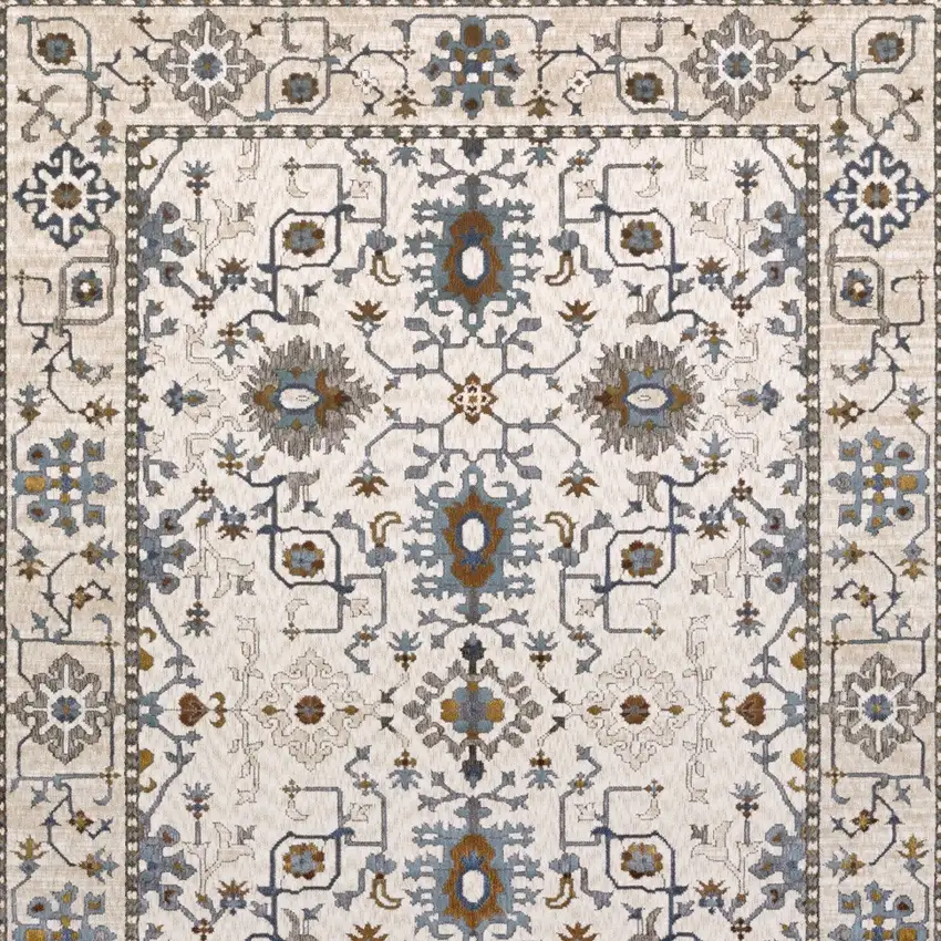 Ivory Burnt Orange And Blue Oriental Area Rug Photo 8