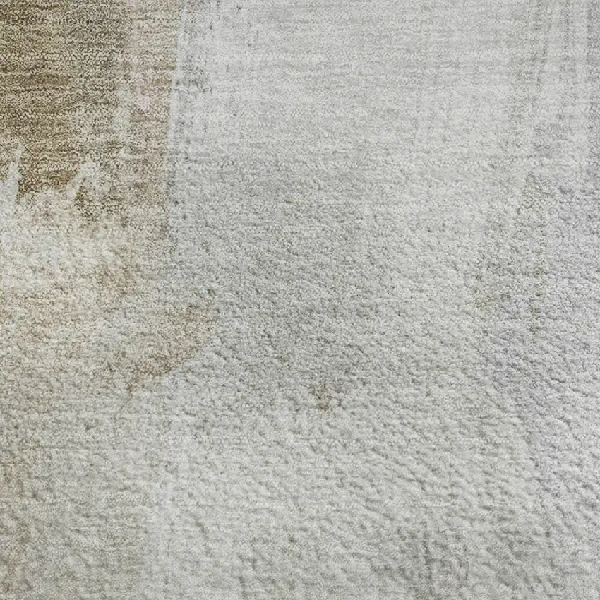 Ivory Charcoal And Beige Abstract Washable Area Rug With UV Protection Photo 4