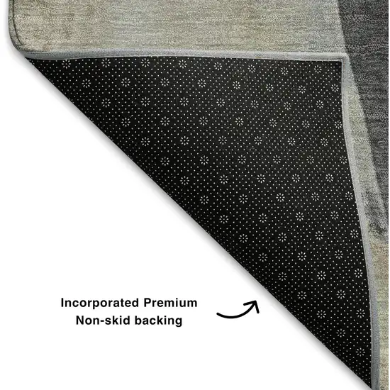 Ivory Charcoal And Beige Abstract Washable Area Rug With UV Protection Photo 8