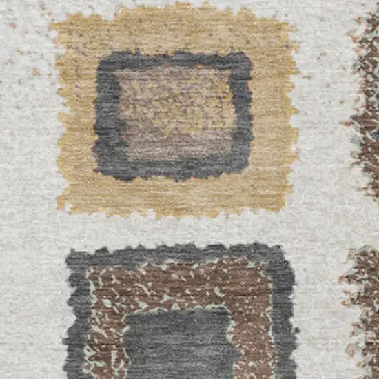 Ivory Charcoal And Gold Geometric Washable Indoor Outdoor Area Rug Photo 4