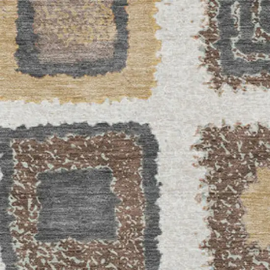 Ivory Charcoal And Gold Geometric Washable Indoor Outdoor Area Rug Photo 4