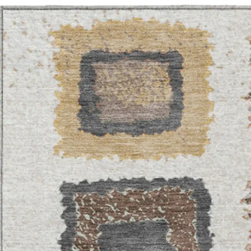Ivory Charcoal And Gold Geometric Washable Indoor Outdoor Area Rug Photo 7
