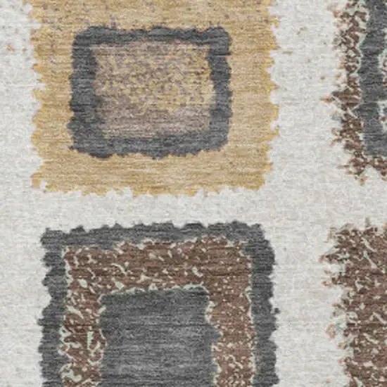 Ivory Charcoal And Gold Geometric Washable Indoor Outdoor Area Rug Photo 3