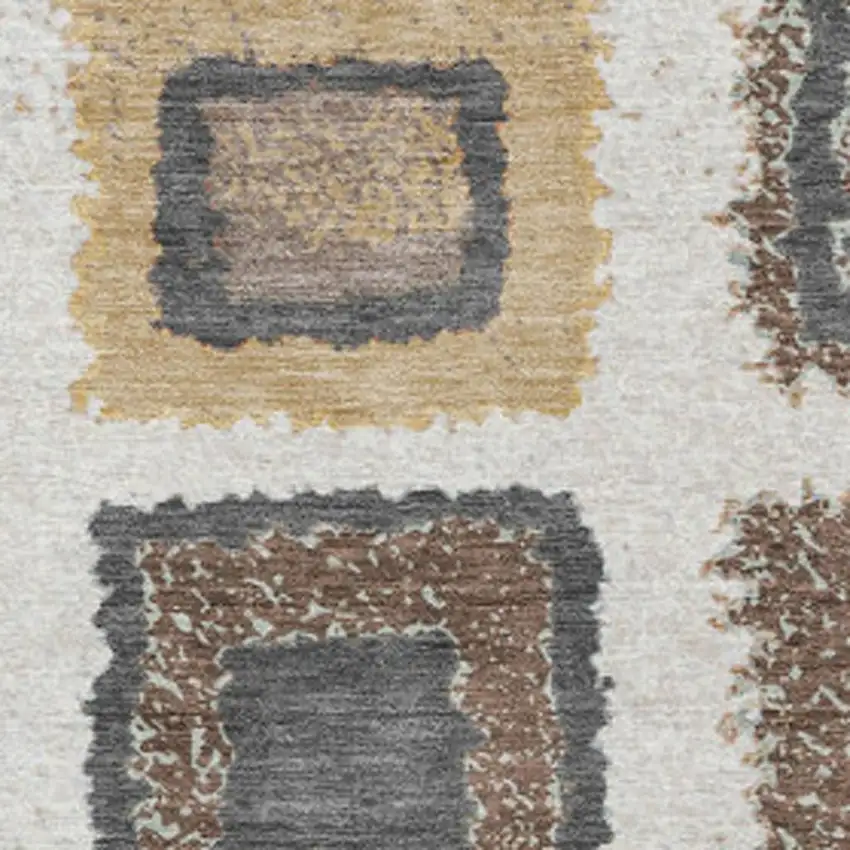 Ivory Charcoal And Gold Geometric Washable Indoor Outdoor Area Rug Photo 3