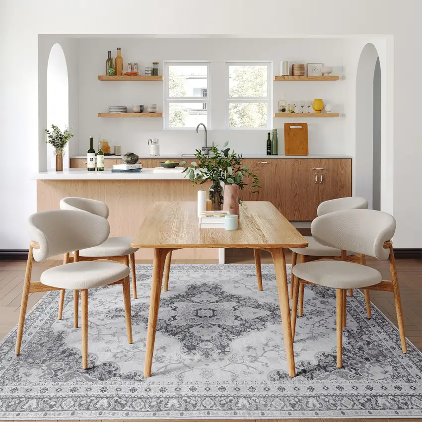 Ivory Charcoal And Gray Medallion Distressed Area Rug Photo 6