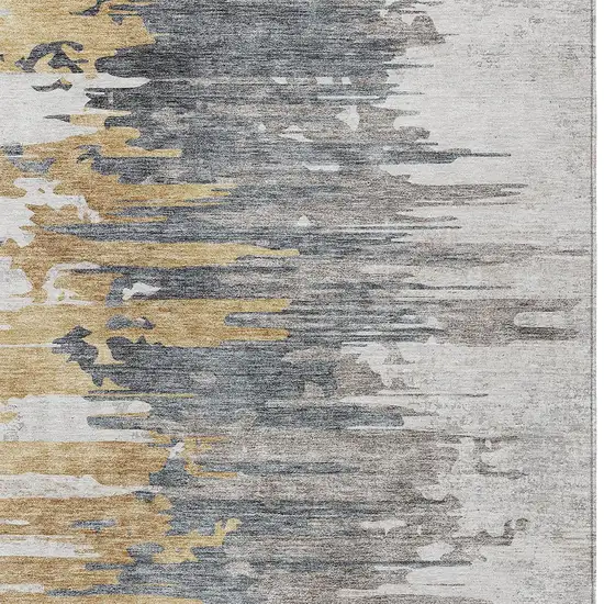 Ivory Charcoal And Silver Abstract Washable Indoor Outdoor Area Rug Photo 4