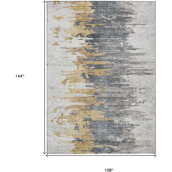 Ivory Charcoal And Silver Abstract Washable Indoor Outdoor Area Rug Photo 3