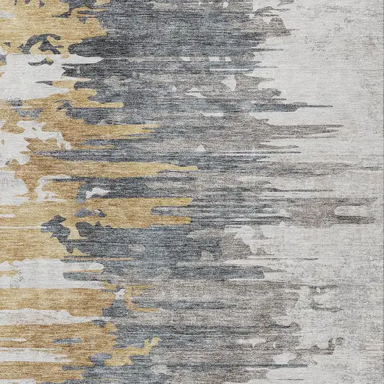 Ivory Charcoal And Silver Abstract Washable Indoor Outdoor Area Rug Photo 4