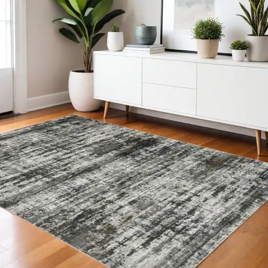 Charcoal And Gray Abstract Distressed Area Rug Photo 1