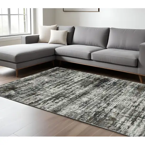 Charcoal And Gray Abstract Distressed Area Rug Photo 1