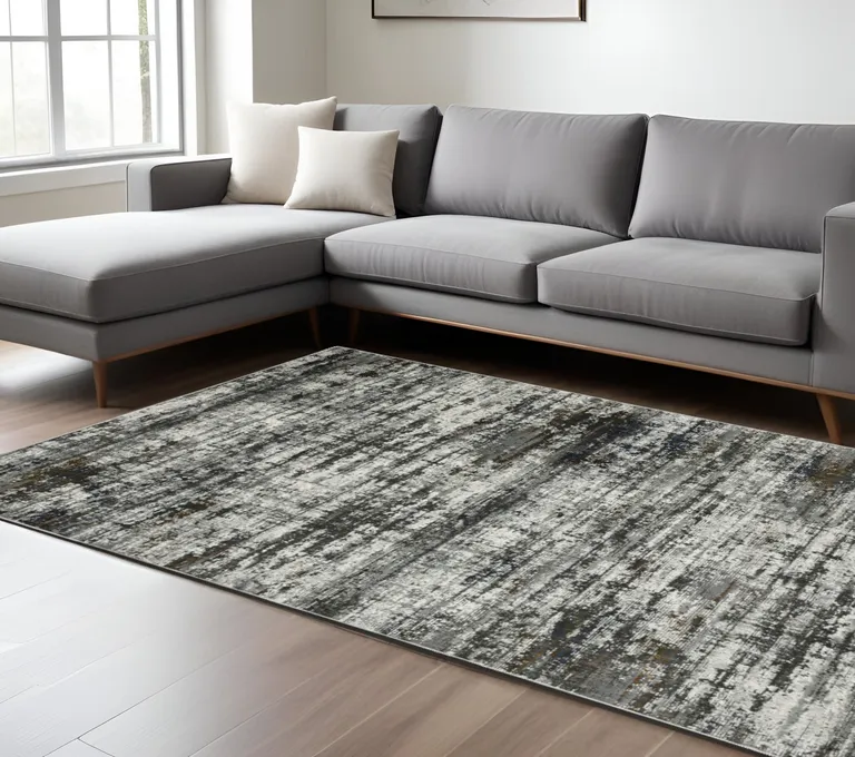 Ivory Charcoal Grey Blue Rust And Brown Abstract Power Loom Stain Resistant Area Rug Photo 4