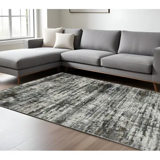 Ivory Charcoal Grey Blue Rust And Brown Abstract Power Loom Stain Resistant Area Rug Photo 1