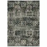 Photo of Ivory Charcoal Grey Blue Rust Gold And Brown Oriental Power Loom Stain Resistant Area Rug
