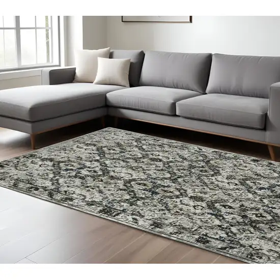 Charcoal And Gray Oriental Distressed Area Rug Photo 1