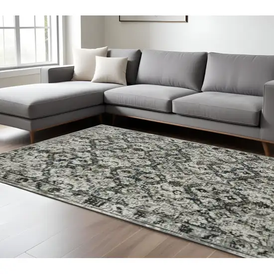 Black and Gray Oriental Power Loom Area Rug Photo 1