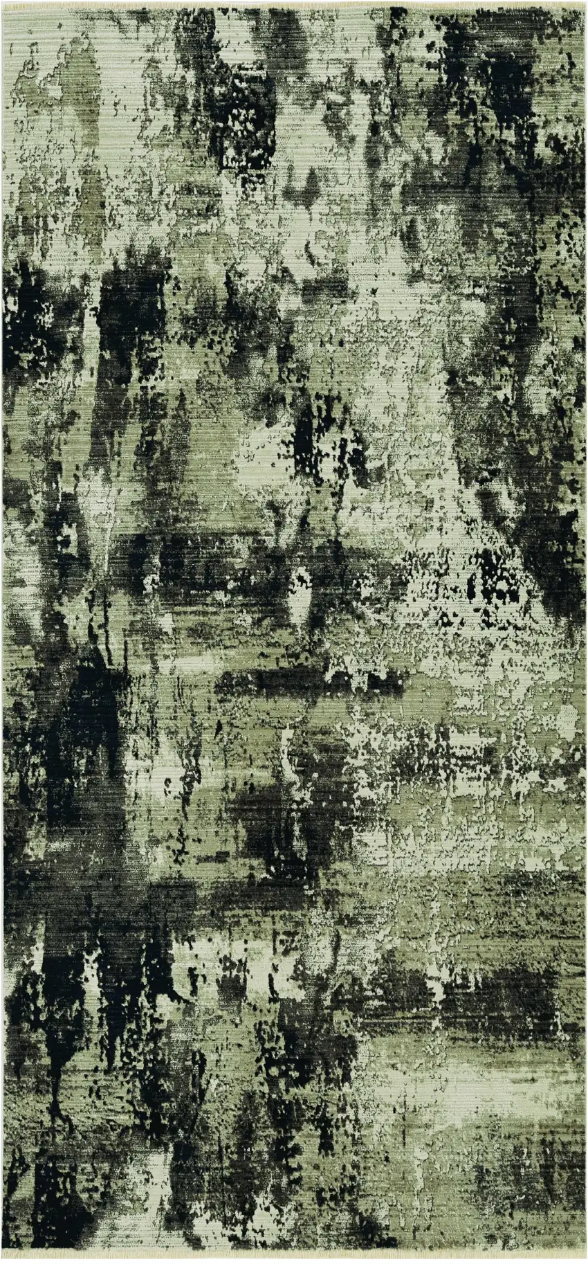 7' Ivory Charcoal Machine Woven Shrank Abstract Design Indoor Runner Rug Photo 1